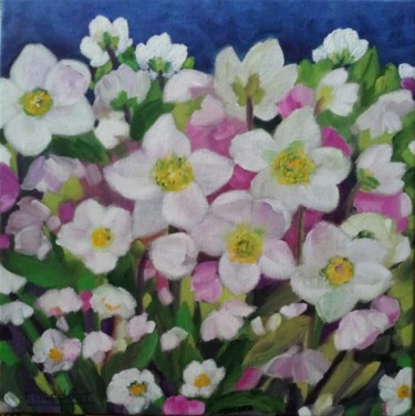 Painting titled "Roses de Noël" by Marie Leddet, Original Artwork, Gouache