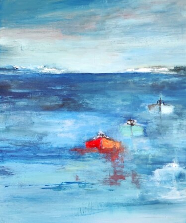 Schilderij getiteld "Les flots" door Marie Line Robert, Origineel Kunstwerk, Acryl