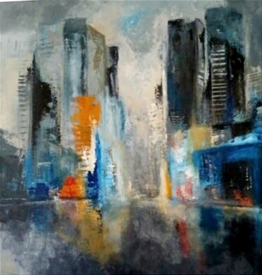 Painting titled "L AVENUE" by Marie Line Robert, Original Artwork, Acrylic Mounted on Wood Stretcher frame