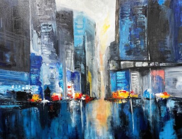 Painting titled "Urban" by Marie Line Robert, Original Artwork, Acrylic Mounted on Wood Stretcher frame