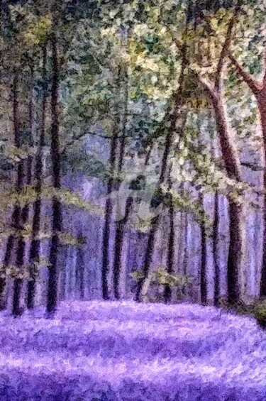 Pintura intitulada "Bluebells glen" por Marie-Line Vasseur, Obras de arte originais, Acrílico