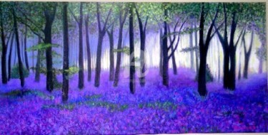 Painting titled "Bluebells forest" by Marie-Line Vasseur, Original Artwork, Other