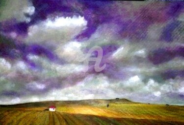 Painting titled "Tuscany sky" by Marie-Line Vasseur, Original Artwork, Oil