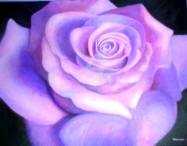 Peinture intitulée "La Rose" par Marie-Line Vasseur, Œuvre d'art originale, Huile