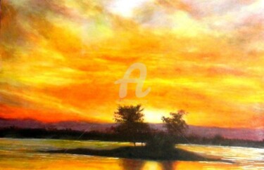 Painting titled "Okinawa's dawn" by Marie-Line Vasseur, Original Artwork, Acrylic