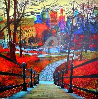 Painting titled "Mount Royal exit at…" by Marie-Line Vasseur, Original Artwork, Acrylic