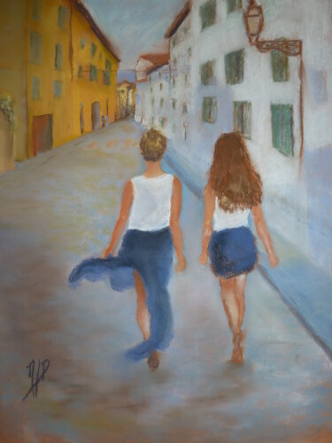 Malerei mit dem Titel "un été à Florence" von Marie Lorraine Papelier, Original-Kunstwerk, Pastell