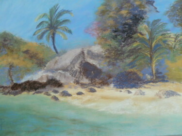 Pintura intitulada "Petite plage à Ilha…" por Marie Lorraine Papelier, Obras de arte originais, Pastel