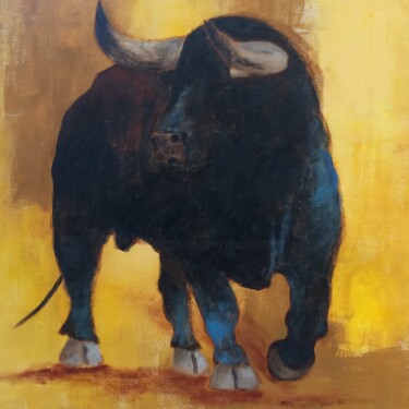 Pintura intitulada "le taureau" por Marie Lorraine Papelier, Obras de arte originais, Acrílico