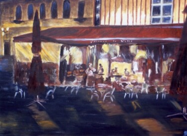 Painting titled "Café de l'hotel de…" by Marie Lorraine Papelier, Original Artwork