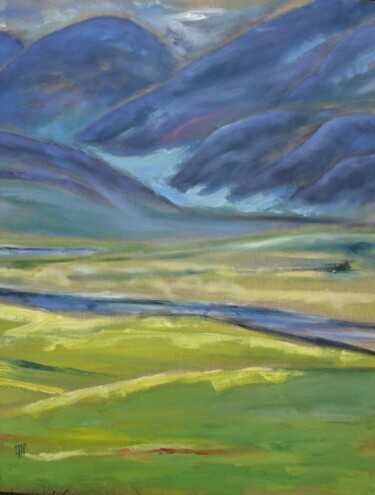 Painting titled "Paysage de Mongolie…" by Marie Lorraine Papelier, Original Artwork