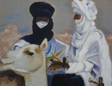 Painting titled "Touaregs" by Marie Lorraine Papelier, Original Artwork