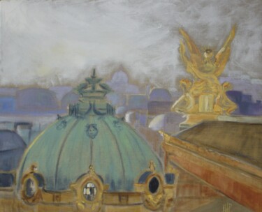 Painting titled "les toits de l'Opér…" by Marie Lorraine Papelier, Original Artwork