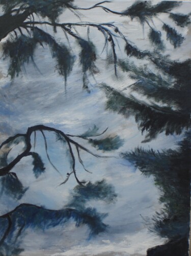 Peinture intitulée "Vent dans les pins" par Marie Lorraine Papelier, Œuvre d'art originale, Huile