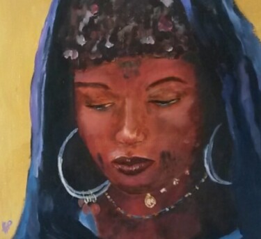 Peinture intitulée "femme du désert" par Marie Lorraine Papelier, Œuvre d'art originale, Huile
