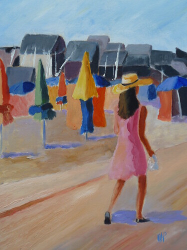 Painting titled "promenade sur les p…" by Marie Lorraine Papelier, Original Artwork, Oil