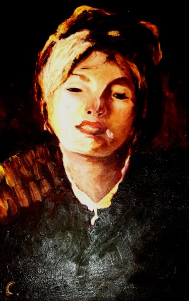 Painting titled "visage de femme" by Marie Louise Cambillau, Original Artwork, Oil