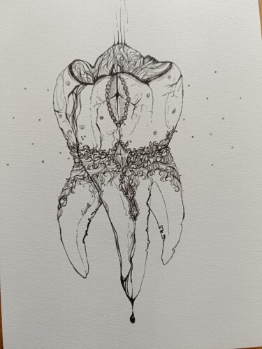 Desenho intitulada "La dent" por Marie Mainetti, Obras de arte originais, Tinta
