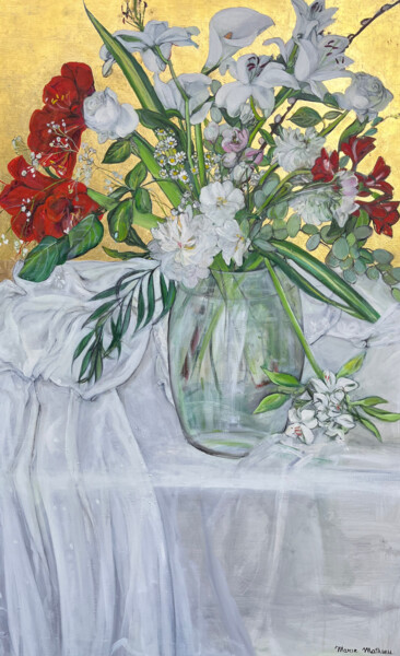 "Lys dorés" başlıklı Tablo Marie Mathieu tarafından, Orijinal sanat, Petrol Ahşap Sedye çerçevesi üzerine monte edilmiş