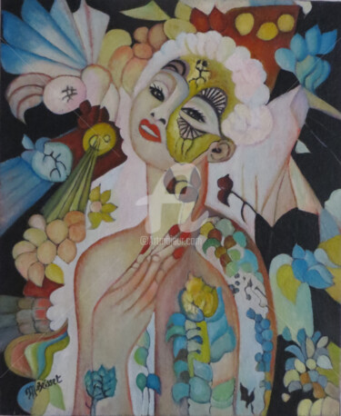 Peinture intitulée "La Madonne" par Marie Mb, Œuvre d'art originale, Huile
