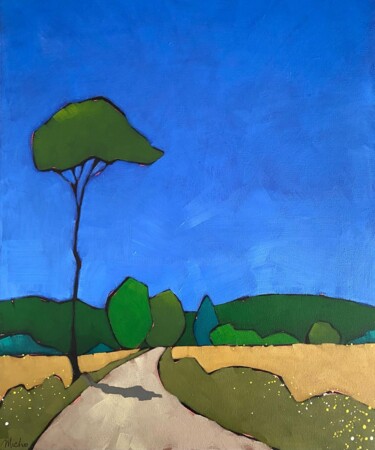 Painting titled "Dans le parc de la…" by Marie Michaud, Original Artwork, Acrylic Mounted on Wood Stretcher frame