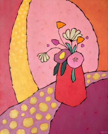 Картина под названием "Le bouquet de la ve…" - Marie Michaud, Подлинное произведение искусства, Акрил Установлен на Деревянн…