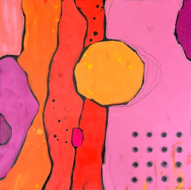 Картина под названием "Bubble Gum" - Marie Michaud, Подлинное произведение искусства, Акрил Установлен на Деревянная рама дл…