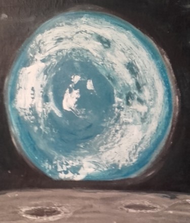 Painting titled "La terre depuis le…" by Marie Nivesse, Original Artwork, Acrylic