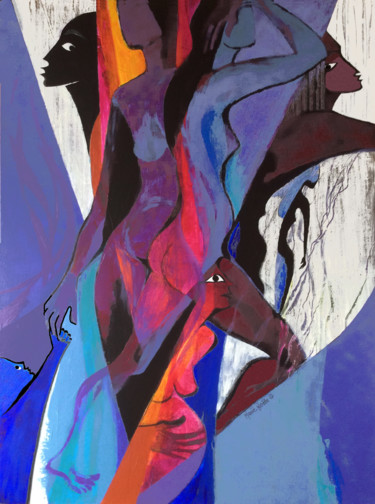 le défi feminin Peinture intitulée "le défi feminin" par Marie-Noëlle Gagnan, Œuvre d'art originale, Acrylique