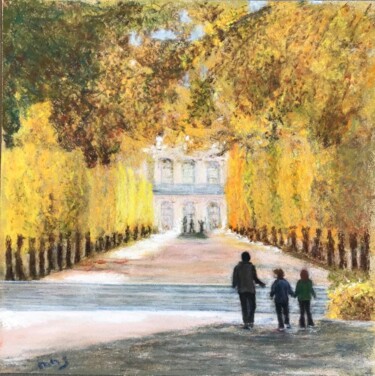 Peinture intitulée "Jardin des Tuileries" par Marie-Noël Gouët, Œuvre d'art originale, Pastel