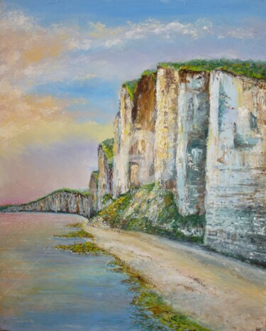 Painting titled "Falaises d'yport" by Marie-Noëlle Amiot, Original Artwork, Oil
