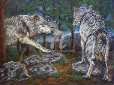 Painting titled "Intimidation" by Marie-Noëlle Amiot, Original Artwork, Pastel