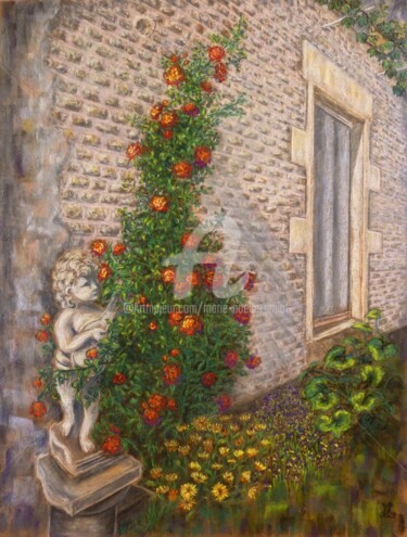 Painting titled "Popi-Ange" by Marie-Noëlle Amiot, Original Artwork, Pastel