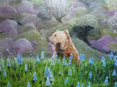 Peinture intitulée "Ourse d'Alaska.jpg" par Marie-Noëlle Amiot, Œuvre d'art originale, Huile