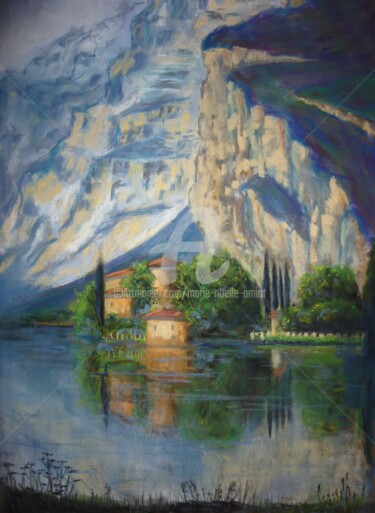 Painting titled "Lac de Côme" by Marie-Noëlle Amiot, Original Artwork, Pastel