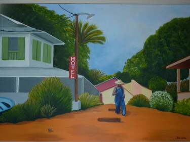 Painting titled "GUYANE" by Marie Noelle Bellot Valade, Original Artwork, Acrylic Mounted on Wood Stretcher frame