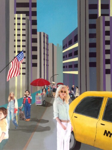 Painting titled "New York" by Marie Noelle Bellot Valade, Original Artwork, Acrylic Mounted on Wood Stretcher frame