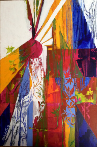 Malerei mit dem Titel "surprise d'automne" von Marie-Noëlle Gagnan, Original-Kunstwerk, Acryl