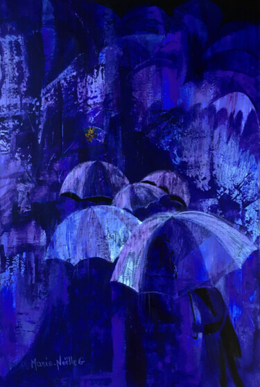 Peinture intitulée "il pleut sur la vil…" par Marie-Noëlle Gagnan, Œuvre d'art originale, Acrylique