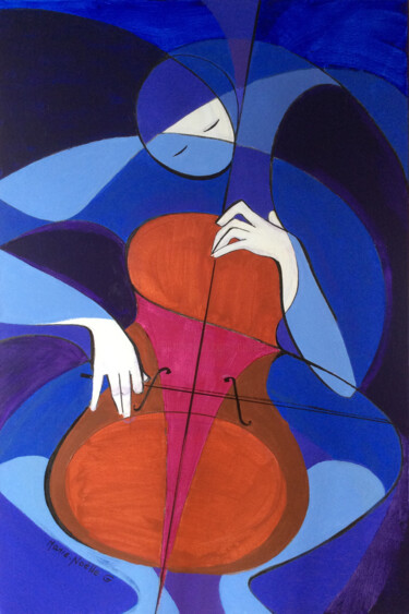 Schilderij getiteld "mélodie bleue" door Marie-Noëlle Gagnan, Origineel Kunstwerk, Acryl