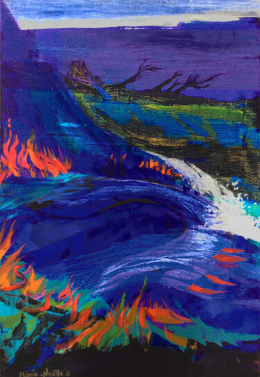 绘画 标题为“l'eau et le feu” 由Marie-Noëlle Gagnan, 原创艺术品, 丙烯