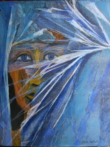 Painting titled "rayée" by Marie-Noëlle Gagnan, Original Artwork, Other