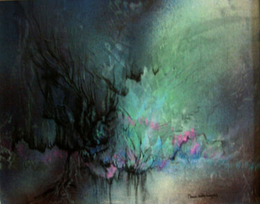 Painting titled "jardin obscure" by Marie-Noëlle Gagnan, Original Artwork, Oil