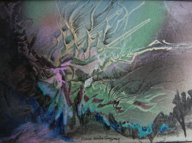 Painting titled "orage" by Marie-Noëlle Gagnan, Original Artwork, Oil