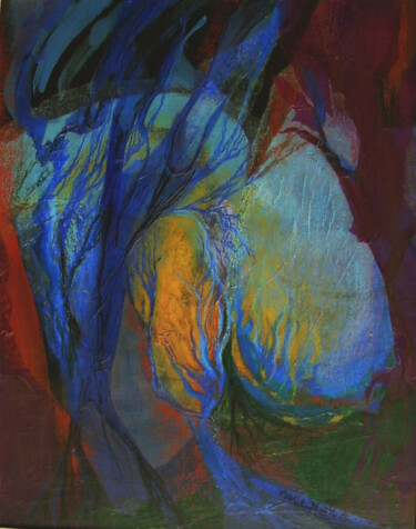 Painting titled "lumière obscure" by Marie-Noëlle Gagnan, Original Artwork, Oil