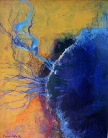 Peinture intitulée "baie bleue" par Marie-Noëlle Gagnan, Œuvre d'art originale
