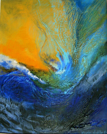 Peinture intitulée "vague de bleu" par Marie-Noëlle Gagnan, Œuvre d'art originale