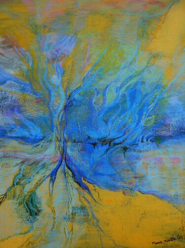 Painting titled "reflet bleu" by Marie-Noëlle Gagnan, Original Artwork