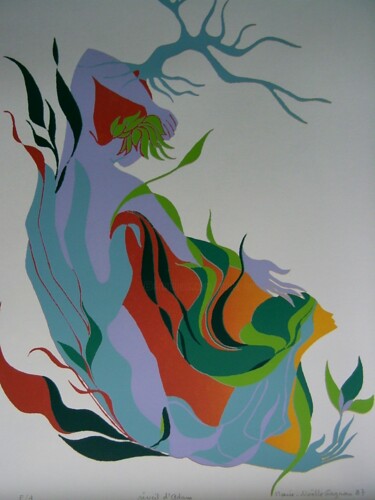 Painting titled "réveil d'Adam" by Marie-Noëlle Gagnan, Original Artwork