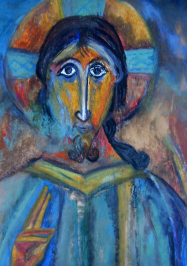 Painting titled "Christ" by Marie-Noëlle Gagnan, Original Artwork, Other